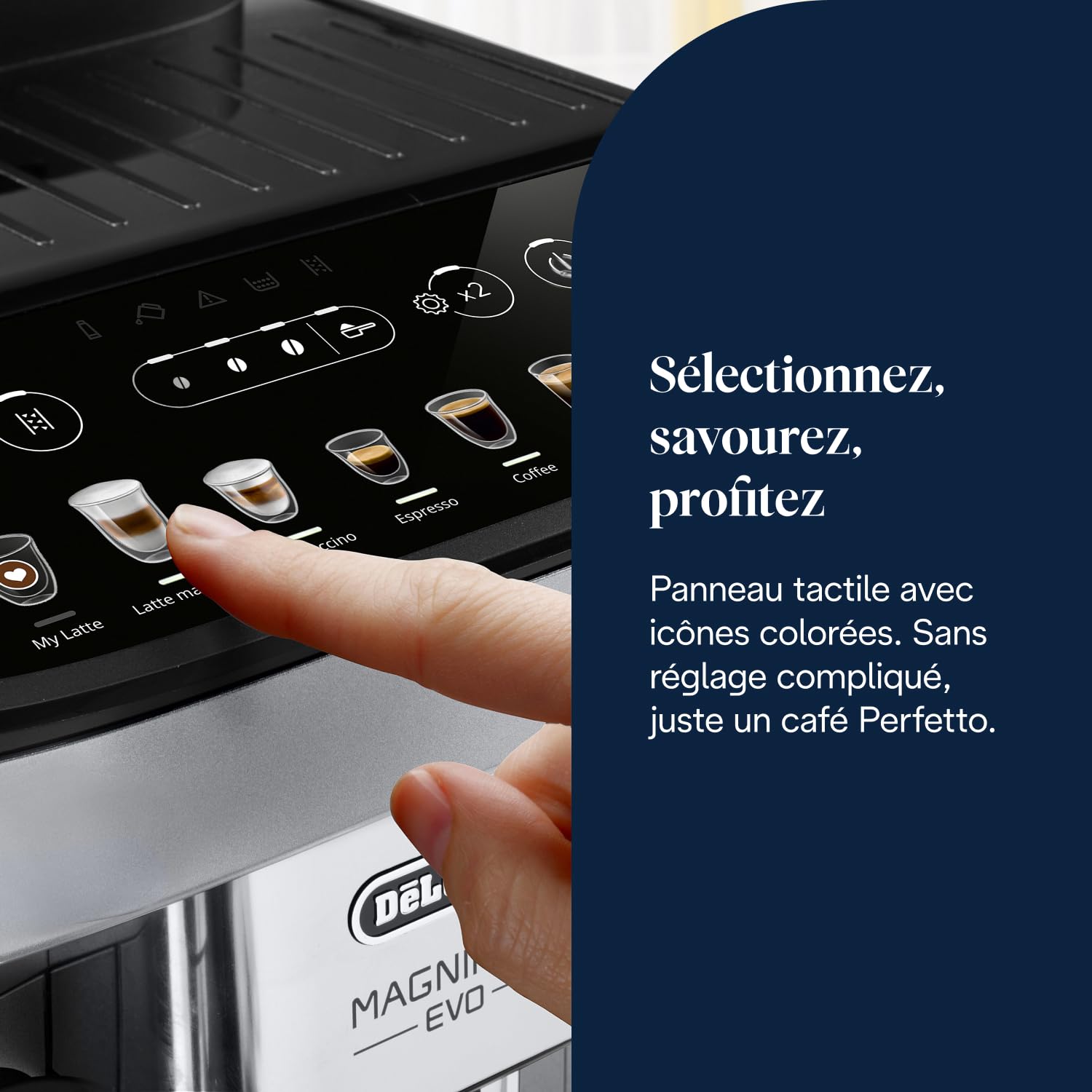 Magnifica Evo - Perfetto Machine à Café Automatique avec LatteCrema Mousseur à Lait Automatique, 7 Boissons en une Seule Touche, Commandes Soft Touch, Argent et Noir (ECAM292.81.SB) – Image 5