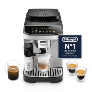 Magnifica Evo - Perfetto Machine à Café Automatique avec LatteCrema Mousseur à Lait Automatique, 7 Boissons en une Seule Touche, Commandes Soft Touch, Argent et Noir (ECAM292.81.SB)