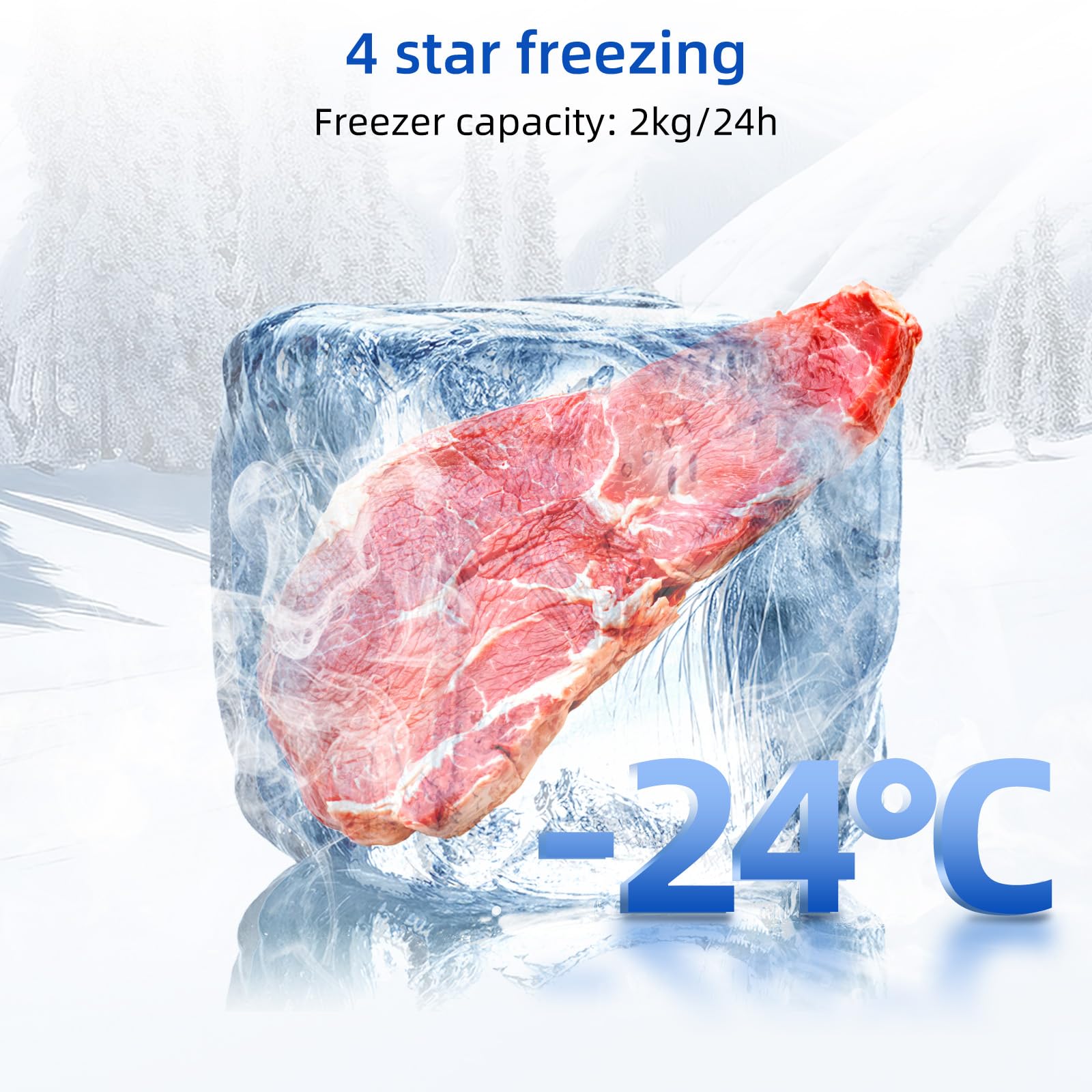 Réfrigérateur congélateur en haut Réfrigérateur congélateur - 86 L (61/25L) - Portes réversibles, Congélateur 4 étoiles, Machine à glaçons, Garantie compresseur 12 ans, Classe E – Image 6