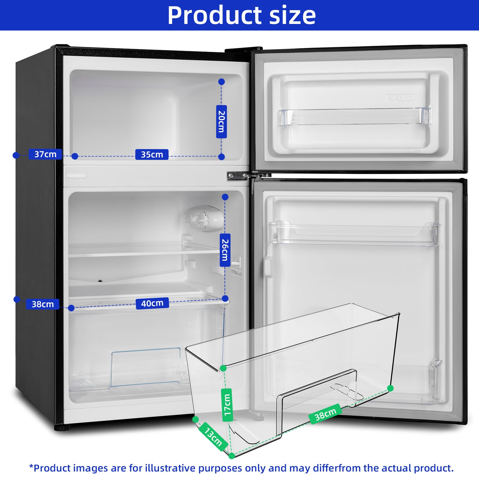 Réfrigérateur congélateur en haut Réfrigérateur congélateur - 86 L (61/25L) - Portes réversibles, Congélateur 4 étoiles, Machine à glaçons, Garantie compresseur 12 ans, Classe E – Image 7