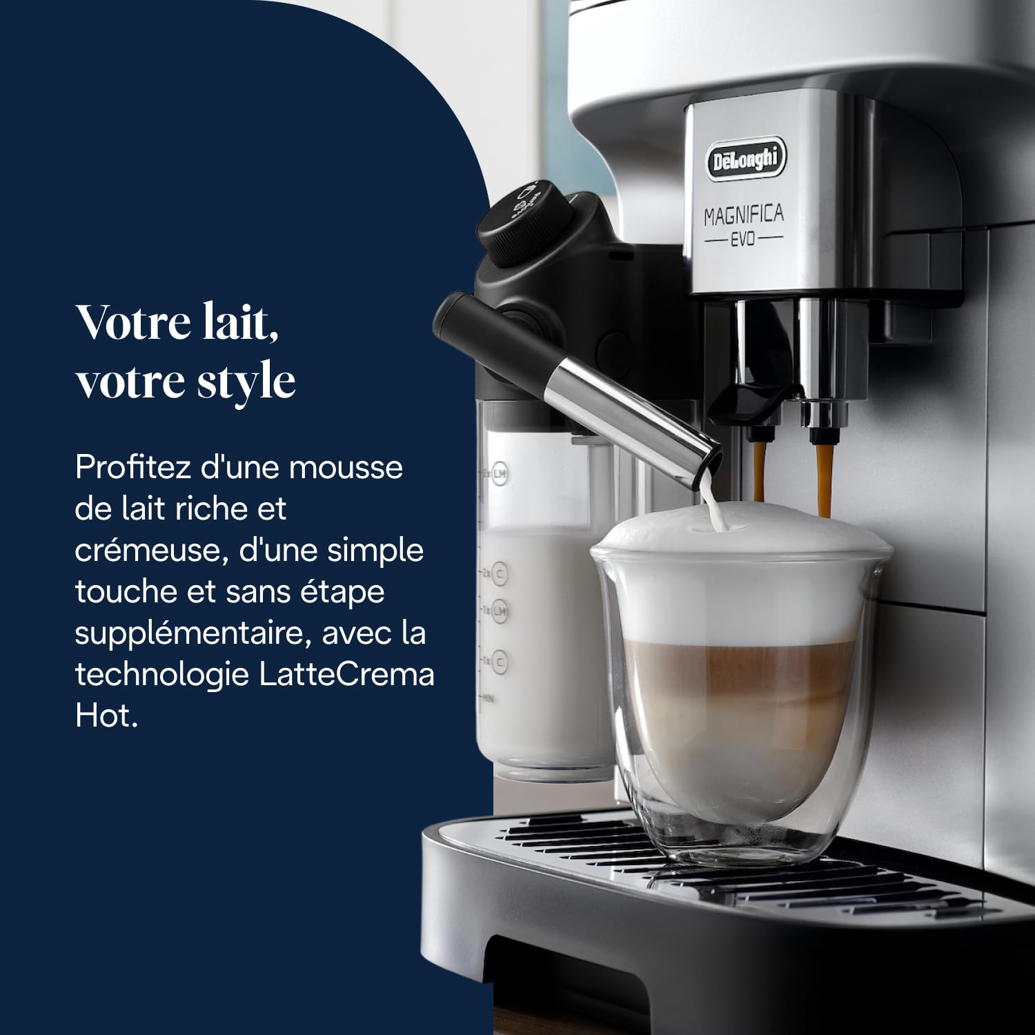 Magnifica Evo - Perfetto Machine à Café Automatique avec LatteCrema Mousseur à Lait Automatique, 7 Boissons en une Seule Touche, Commandes Soft Touch, Argent et Noir (ECAM292.81.SB) – Image 4