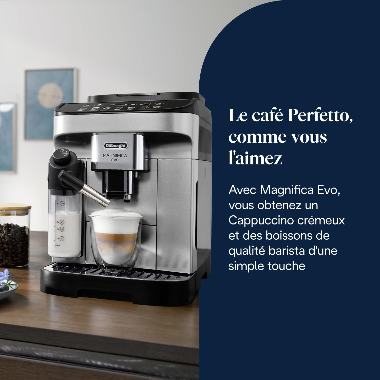 Magnifica Evo - Perfetto Machine à Café Automatique avec LatteCrema Mousseur à Lait Automatique, 7 Boissons en une Seule Touche, Commandes Soft Touch, Argent et Noir (ECAM292.81.SB) – Image 8