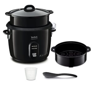Tefal Classic 2 Cuiseur à riz, 5 L, 1,5 kg de riz, Automatique, Maintien au chaud, Sans surveillance, Cuve antiadhésive, Nettoyage facile, Panier vapeur, Noir RK103811