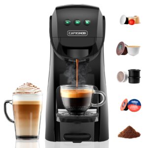 Warriors1 Cafetières Capsule 5en1 pour Dolce Gusto, Nespresso, Lavazza A Modo Mio, FAP Espresso Point et Café Moulu, 20bar, 0,8L, Température et Quantité Réglable, Machine à Café pour Maison et Bureau
