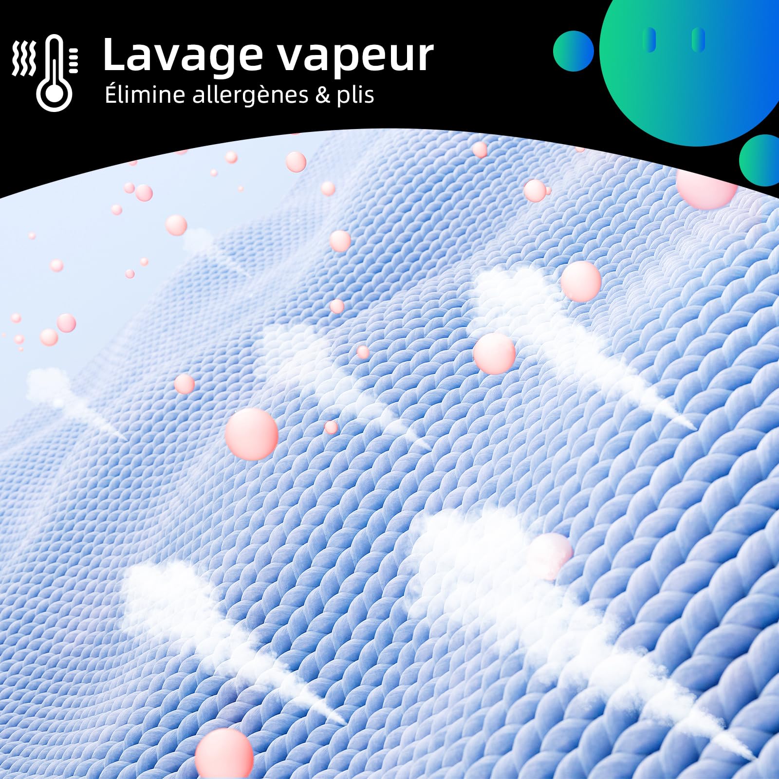 CW07123863AX Lave linge hublot - 7kg, Classe énergétique A, Moteur BLDC 1200 RPM, Lavage vapeur & rapide, 15 programmes, Design compact (60x46.5x84cm) - Gris – Image 9